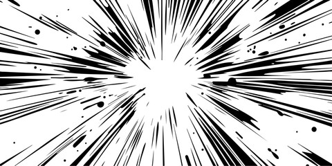 Abstract black and white vector background of comic book-style speed lines