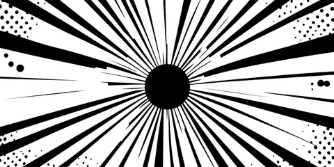 Abstract black and white vector background of comic book-style speed lines