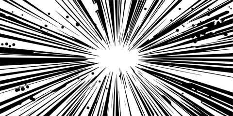 Abstract black and white vector background of comic book-style speed lines