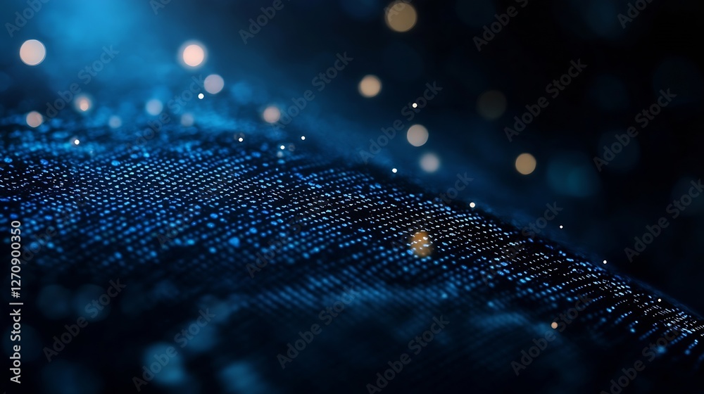 Poster Closeup of abstract digital particles creating a mesmerizing blue texture : Generative AI