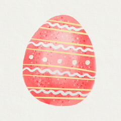 Delicate watercolor illustration of Easter egg decorated with intricate patterns and gentle color transitions. Isolated image for use in illustrations, decor, and design