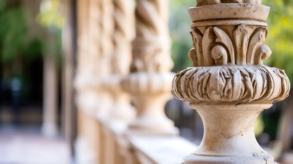 Detailed Perspective of Elegant Architectural Pillar Design in Ancient Style : Generative AI