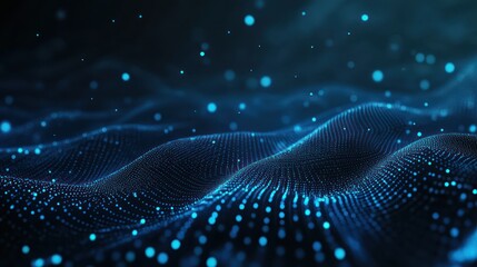Abstract Digital Landscape with Glowing Particles