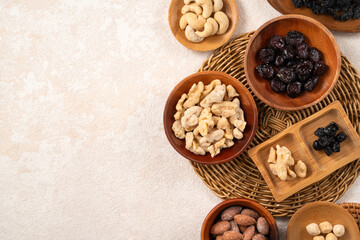Flavored mixed nuts in bowls.