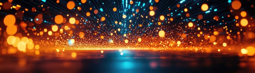 Fototapeta premium Dynamic fiber optic cable interactions digital landscape visual art technology environment abstract perspective innovative concepts