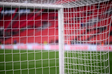 Soccer football net background. Football stadium.
