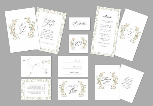 Wedding Stationery Watercolor Flower Crown Style