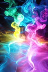 Fototapeta premium Multi-colored fumes against gray background.