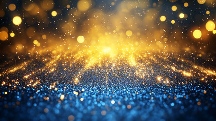 Golden Glitter Burst on Deep Blue Background &ndash; Perfect for Luxury, Celebrations, and Festive Designs