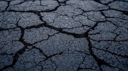 Acid rain climate change idea. A close-up view of cracked ground showcasing dry and barren earth texture.
