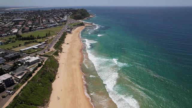 Merewether Beach And Bar Beach In Merewether, NSW, Australia - Aerial Drone Shot