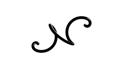 wave symbol, N symbol, black isolated silhouette