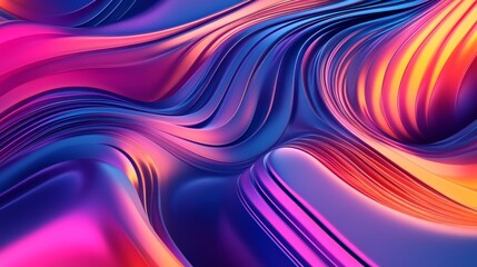 Fototapeta premium Vibrant Abstract Flowing Lines Colorful Waves, Modern Digital Art, Mesmerizing Gradient Patterns