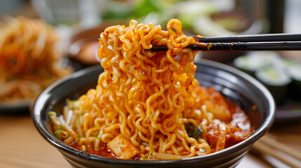 chinese food noodles with chopsticks