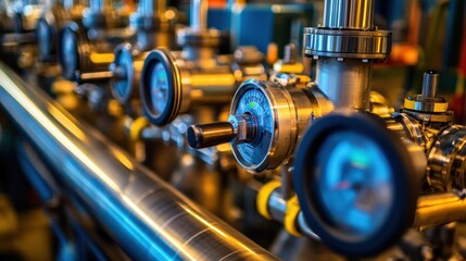 Fototapeta premium A fully automated steam turbine production facility, showcasing high-tech industrial processes.
