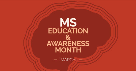  MS Education & Awareness Month: Brain Outline on Orange Background