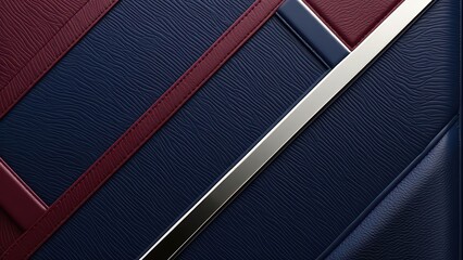 an abstract geometric pattern composed of navy blue, burgundy, and silver accents. The image showcases a modern, sophisticated design