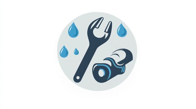 Plumbing repair tools, water drops, service