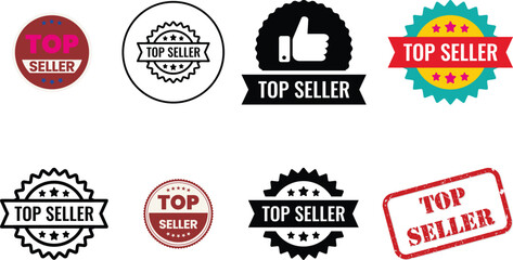 Top seller icon set collection, best, top, seal, rubber, guarantee, sell, vector icon design