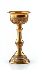 Antique Gold Ornate Candle Holder, Elegant and Decorative Brass Tabletop Centerpiece