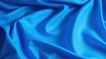 Obraz premium a close-up view of vibrant blue silk fabric, featuring a soft and elegant texture with graceful folds and subtle shadows