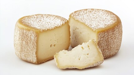 Three slices of cheese with holes.