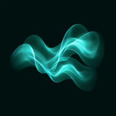 Obraz premium Teal luminous wave, abstract flowing form, dark background