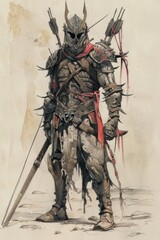 Obraz premium 800s armor character drawing sketch protection.