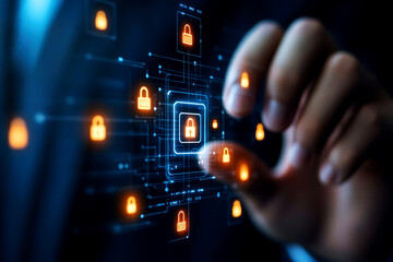 Fototapeta premium Enhancing cyber security protecting digital assets in a virtual environment with innovative technologies