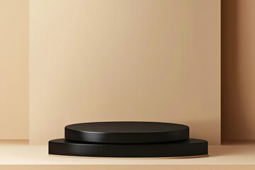 Empty black podium stand scene on product stage display 3d background