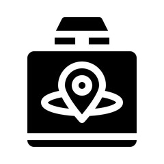 Location Pin with Takeaway Bag glyph icon