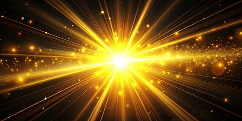 Yellow Light Beams, Black Background, Sun Flare, Lens Flare, Animation Background, Abstract Art, Light Effect, Glowing Rays