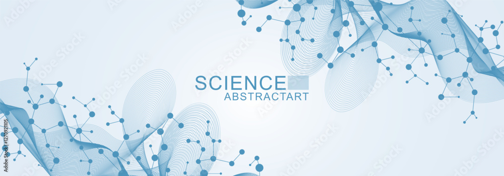 Canvas Prints modern abstract molecules structure for science or medical background. dna helix or atom visualizati