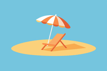 beach with umbrella and chair