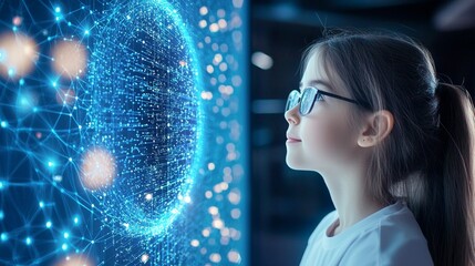 Evolving Job Roles in Marketing: Young Girl Engages with Future Technology Concepts