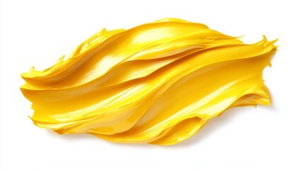Fototapeta premium Bright yellow paint streak, vibrant brushstroke pattern, artistic abstract texture, modern art design