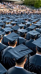 Graduation ceremony showcasing a large crowd of students in caps and gowns celebrating their achievements in a university setting