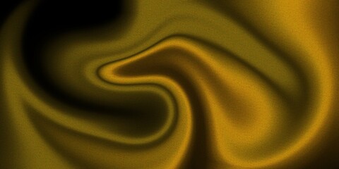 Obraz premium Abstract background in black and golden yellow gradient colors with liquid swirl effect in grainy texture.