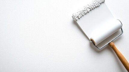 A bright and inviting room filled with warm afternoon light is the perfect setting for a fresh start, complete with a paint roller poised above a blank canvas