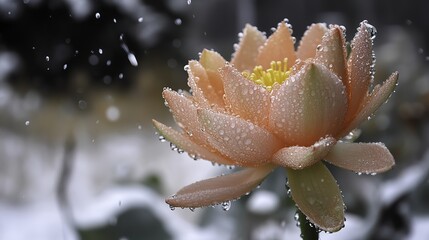 Morning beauty: Dew drops gracefully rest on delicate petals, creating a fresh and enchanting scene early in the day