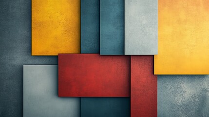 Fototapeta premium Abstract Geometric Art, Colorful Modern Pattern, Rectangle Overlaps, Bold Color Blocks, Contemporary Design, Wall Decor