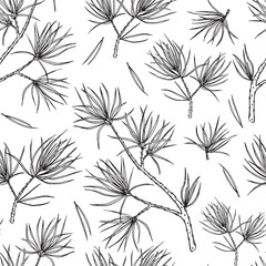 Pine branches vector seamless pattern