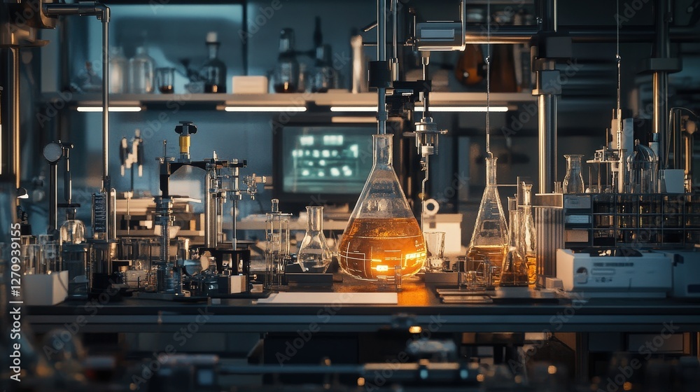 Poster a scene in a lab where electrons are used to examine material properties using electron diffraction.