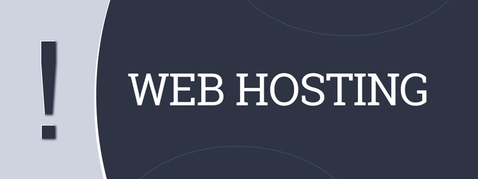 Web Hosting. A blue banner illustration with white text.