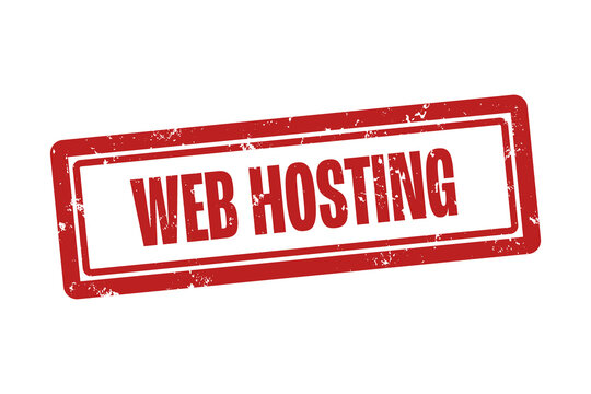 Web Hosting. A red stamp isolated on white background.