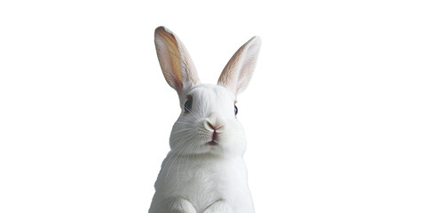 Obraz premium White rabbit isolated on transparent background. PNG image