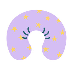 Isolated on white background travel pillow hand drawn