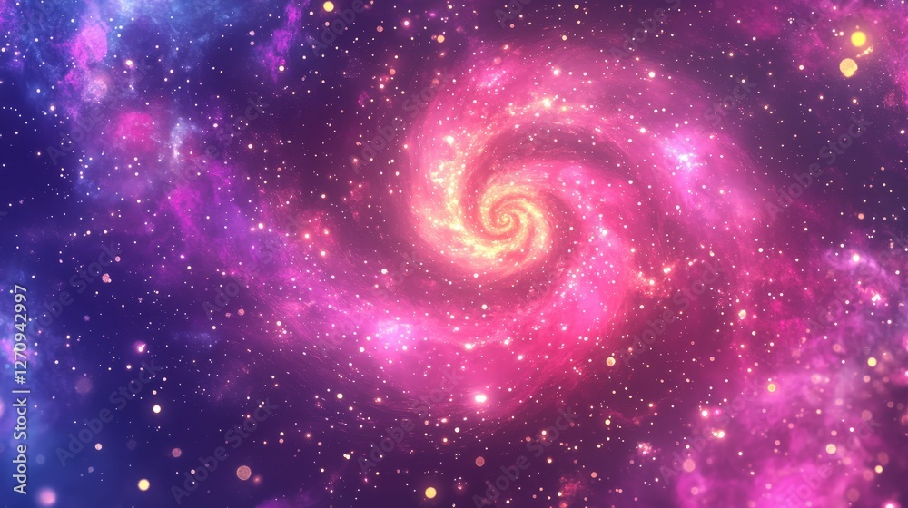 Poster a seamless particle animation featuring spirals of light and tiny sparkles moving harmoniously, idea