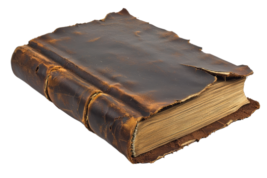 Ripped torn idea. An antique leather-bound book with worn edges, showcasing rich history and storytelling.