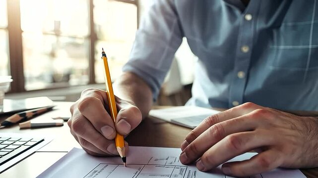 Sailor plotting a course on a nautical chart with pencil and ruler